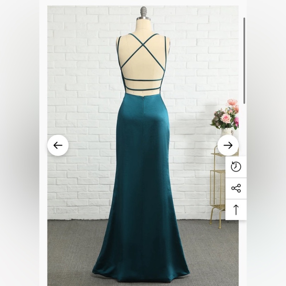 Peacock Blue Mermaid Backless Long Prom Dress